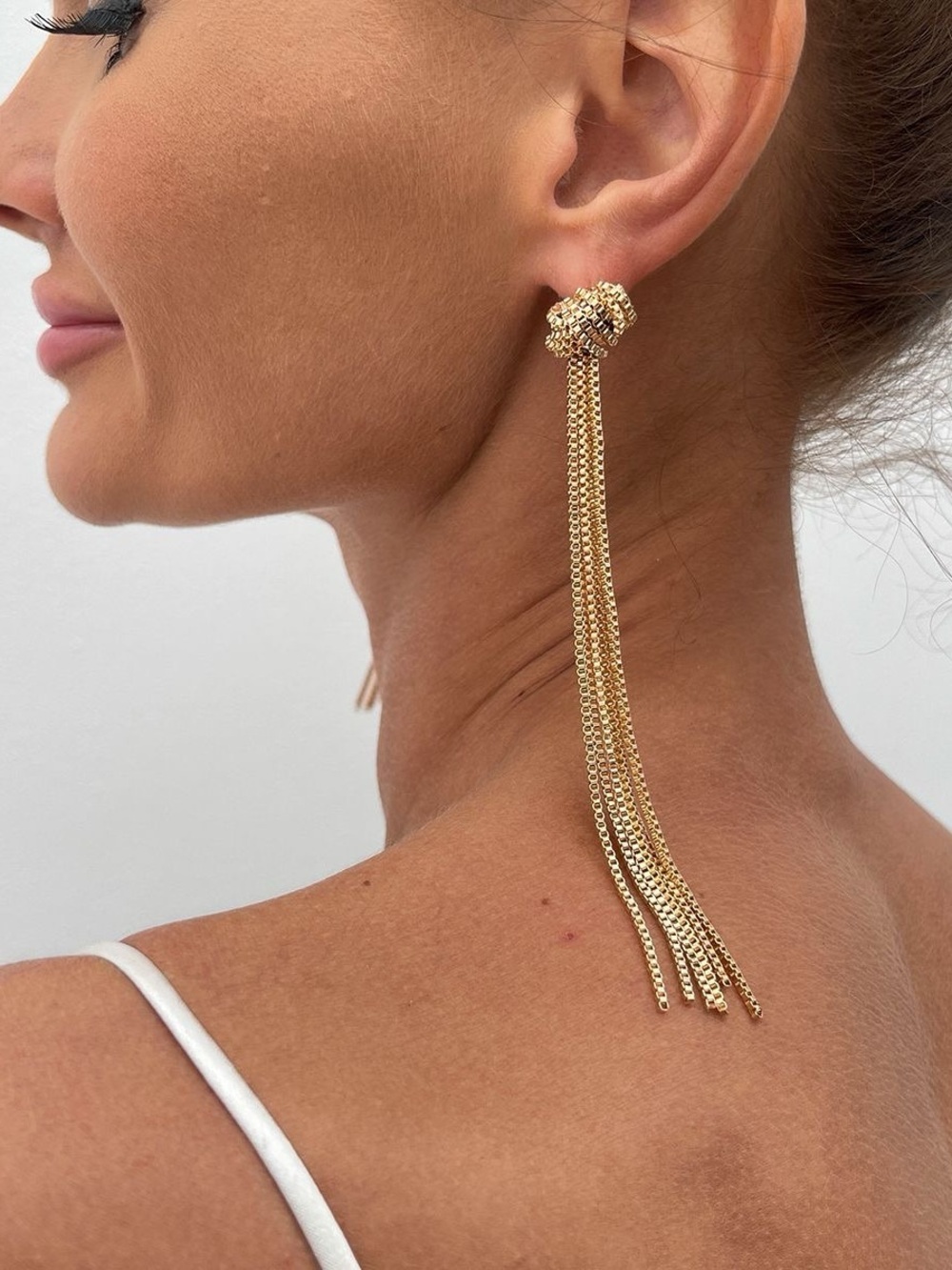 Gold Tassel Knot Drop Earrings - Women Jewelry